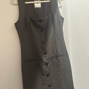 Abercrombie & Fitch Charcoal Pinstripe Midi Dress